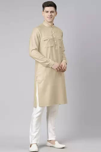 Beige pathani kurta pajama