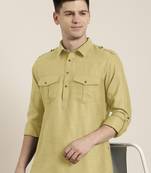 Greenish beige cotton pathani with salwar