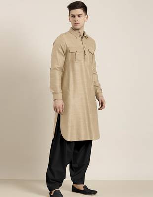 Beige cotton pathani with salwar 5