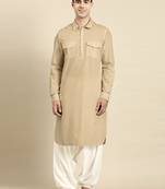 Beige fine cotton pathani with salwar