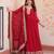 Maroon faux georgette with embroidery zari sequins with heavy dupatta