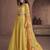 Yellow emboridered pure georgette jacket style sharara suit