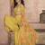 Yellow emboridered pure georgette jacket style sharara suit