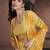 Yellow emboridered pure georgette jacket style sharara suit