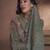Dark slate grey embroidered georgette layered poncho style flared dress