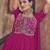 Pink embroidered chinnon-silk jacket style anarkali
