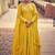 Yellow embroidered chinnon-silk anarklai with dupatta