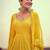 Yellow embroidered chinnon-silk anarklai with dupatta