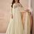 Off-white yellow embroidered silk anarklai with dupatta