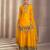 Yellow thread floral embroidery gharara suit with dupatta