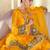 Yellow thread floral embroidery gharara suit with dupatta