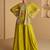 Lime green sequence embroidered jacket style palazzo suit