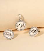 Rose gold cubic zirconia pendant set with romantic design