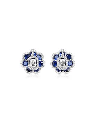 Oxidised cubic zirconia necklace set with textured blossom design 3