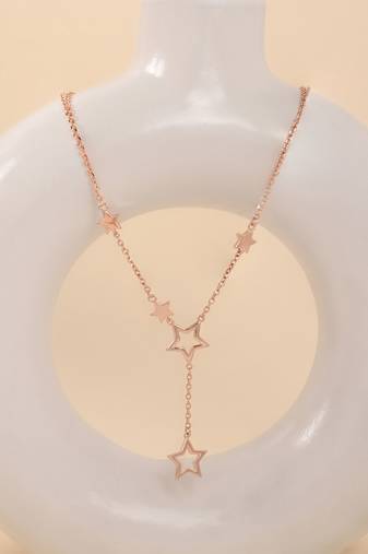 Star-shaped cz rose gold pendant necklace with celestial design and sparkling finish