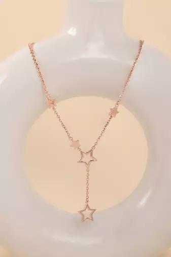 Star-shaped cz rose gold pendant necklace with celestial design and sparkling finish