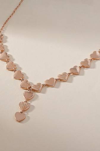 Heart cluster cz rose gold necklace with whimsical romance and layered charms