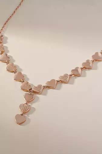 Heart cluster cz rose gold necklace with whimsical romance and layered charms