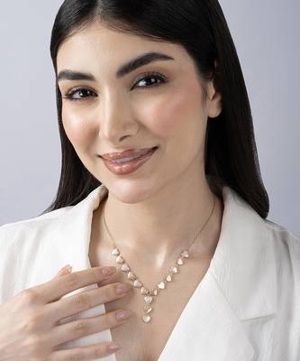 Heart cluster cz rose gold necklace with whimsical romance and layered charms 4