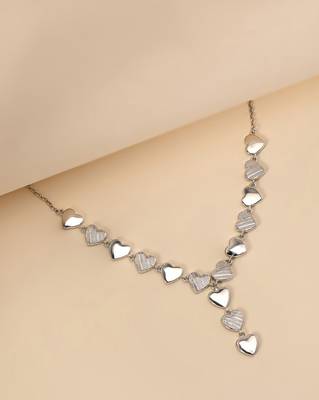 Heart cluster cz silver necklace with whimsical romance and layered charms 1