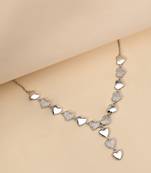 Heart cluster cz silver necklace with whimsical romance and layered charms