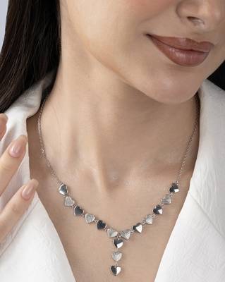 Heart cluster cz silver necklace with whimsical romance and layered charms 3