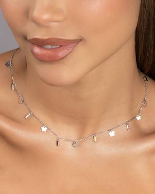 Tiny star cz silver pendant necklace with celestial dance and dainty design 2