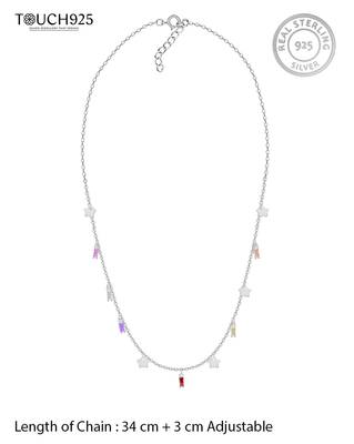Tiny star cz silver pendant necklace with celestial dance and dainty design 4