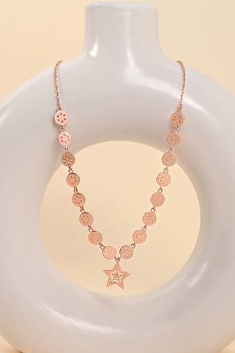 Star cz rose gold pendant necklace with dazzling celestial display