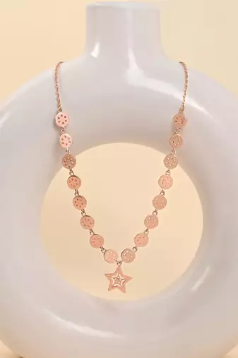 Star cz rose gold pendant necklace with dazzling celestial display