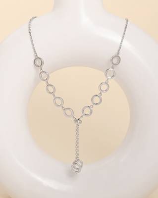 Circle silver pendant necklace with infinity symbol and polished finish 1
