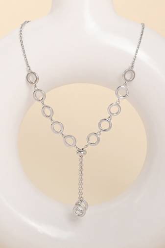 Circle silver pendant necklace with infinity symbol and polished finish