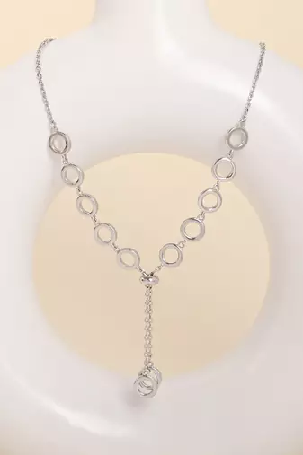 Circle silver pendant necklace with infinity symbol and polished finish