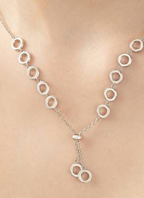 Circle silver pendant necklace with infinity symbol and polished finish 3