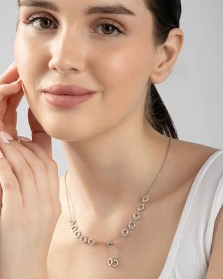 Circle silver pendant necklace with infinity symbol and polished finish 4