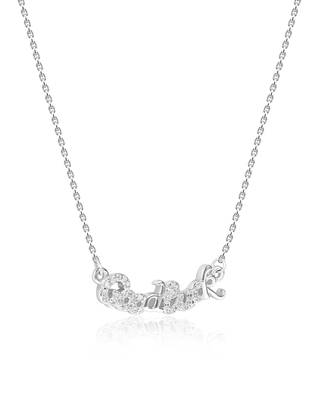 Engraved silver pendant necklace with 'good luck' inscription and sleek design 2