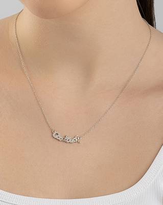 Engraved silver pendant necklace with 'good luck' inscription and sleek design 3