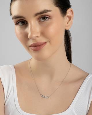 Engraved silver pendant necklace with 'good luck' inscription and sleek design 4