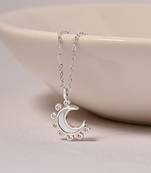 Half-moon cz silver pendant necklace with spike design and modern elegance