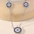 Floral blue stone silver necklace with circular flowers and statement detail