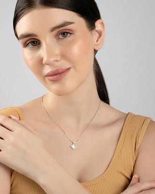 Petal-shaped cz silver necklace with four-leaf design and delicate sparkle 4