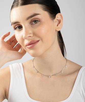 Star charm silver necklace with cube chain and everyday celestial look 3