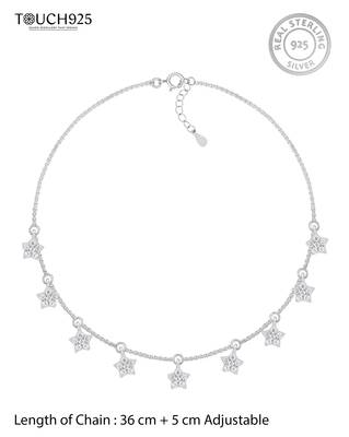 Star charm silver necklace with cube chain and everyday celestial look 4