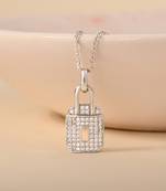 Lock design silver pendant necklace with sleek finish and daily wear appeal