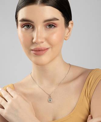 Lock design silver pendant necklace with sleek finish and daily wear appeal 4