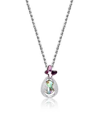 Butterfly prism purple pendant necklace with shell effect and illusion sparkle 3