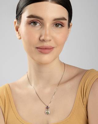 Butterfly prism purple pendant necklace with shell effect and illusion sparkle 4