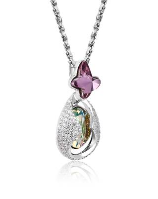 Butterfly prism purple pendant necklace with shell effect and illusion sparkle 5