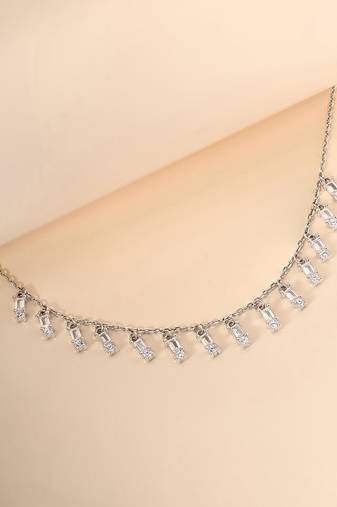 Multi-charm cz silver necklace with beads and playful detail