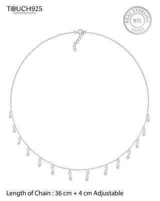 Multi-charm cz silver necklace with beads and playful detail 4
